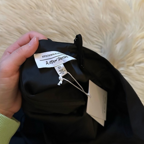 & OTHER STORIES Strappy Square Neck Mini Dress In Black - Picture 7 of 7